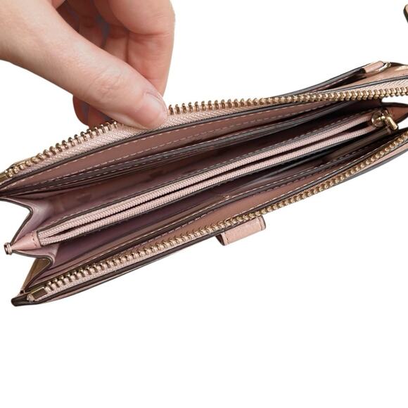 Kate Spade Jackson Small Tab Crossbody Warm Vellum Pink Clutch Purse Wallet - Picture 8 of 13